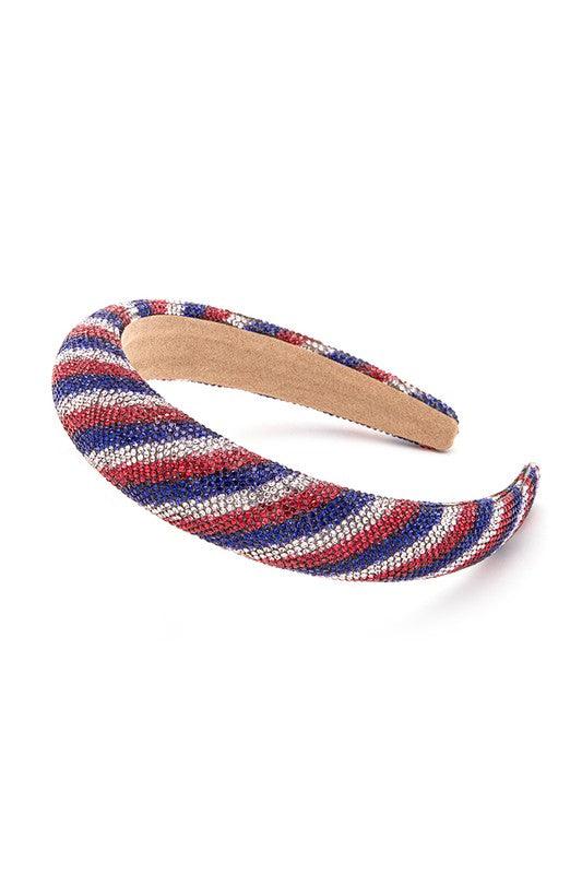 Red White Blue Rhinestone Patriot Headband - Leo’s Look Your Best