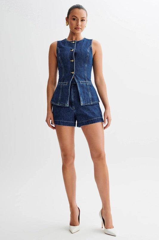 WOMEN FASHION DENIM TWO PIECE SET - Leo’s Look Your Best