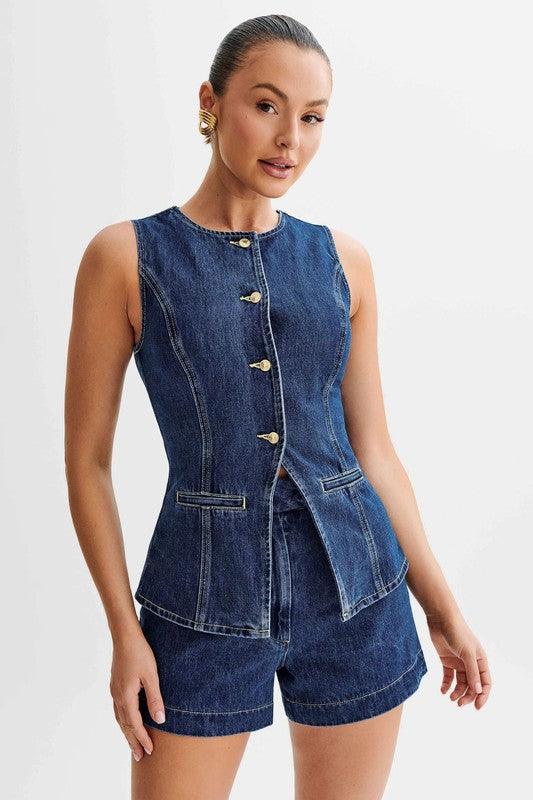 WOMEN FASHION DENIM TWO PIECE SET - Leo’s Look Your Best