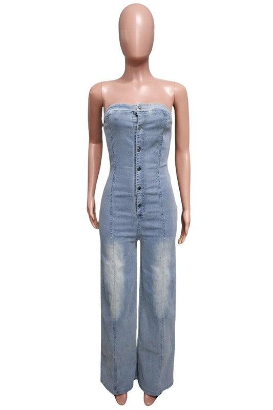 WOMEN FASHION DENIM JUMPSUIT - Leo’s Look Your Best