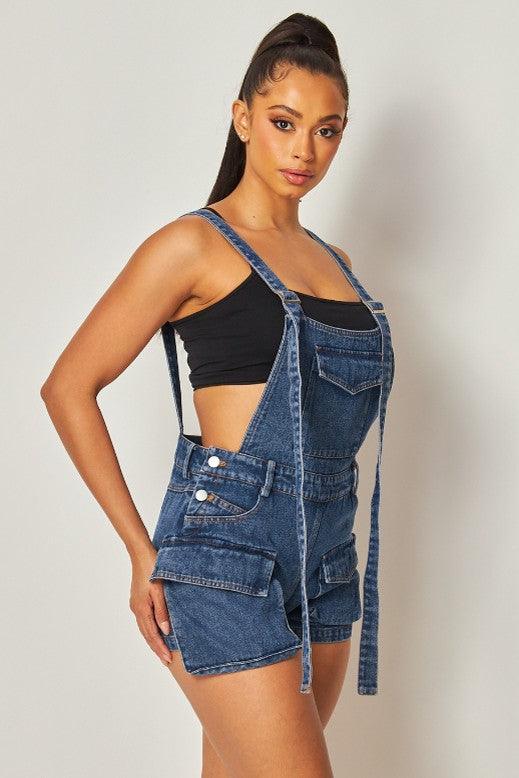 WOMEN FASHION DENIM SHORT OVERALLS - Leo’s Look Your Best