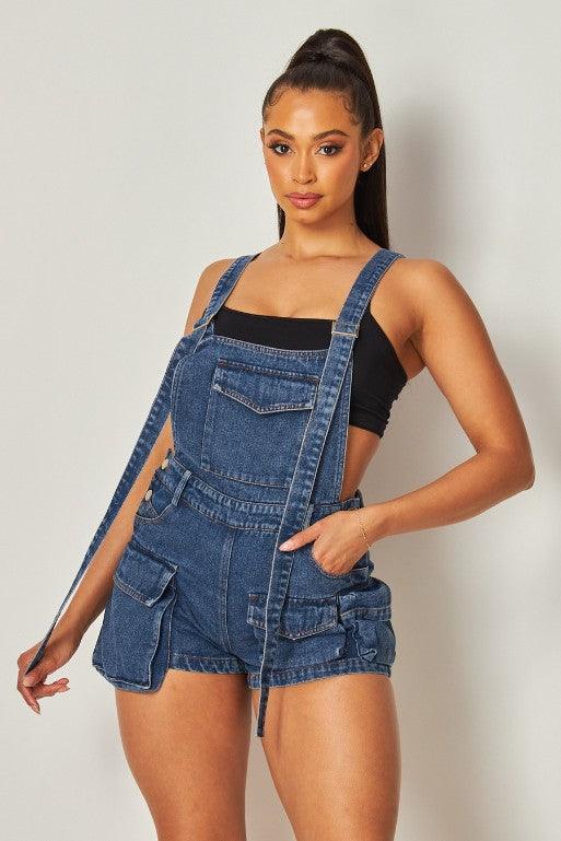 WOMEN FASHION DENIM SHORT OVERALLS - Leo’s Look Your Best