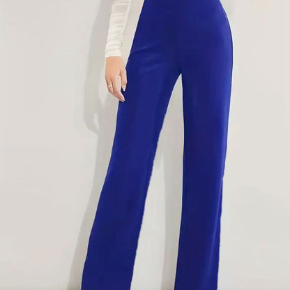 High Waist Casual Solid Color Straight-leg Trousers Four Seasons Stretch