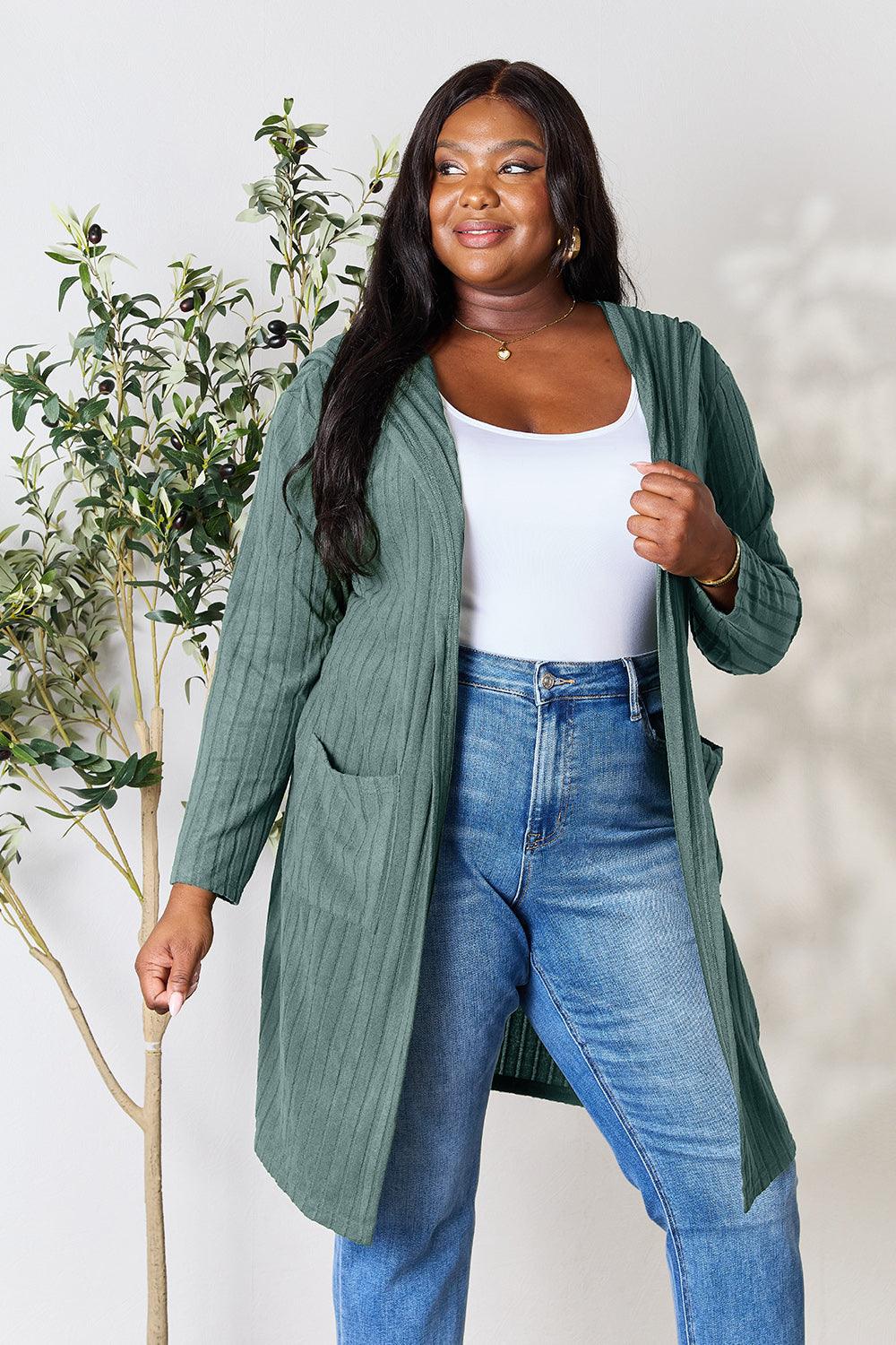 Basic Bae Full Size Hooded Sweater Cardigan - Leo’s Look Your Best