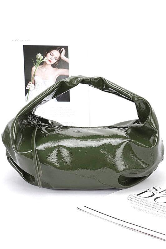 Patent Finish Faux Leather Top Handle Swing Bag - Leo’s Look Your Best