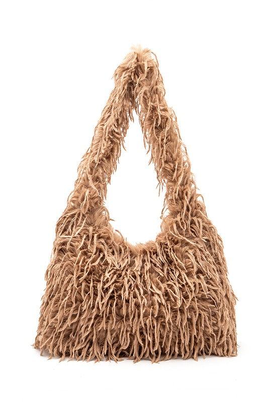 Faux Feather Hobo Slouchy Bag - Leo’s Look Your Best