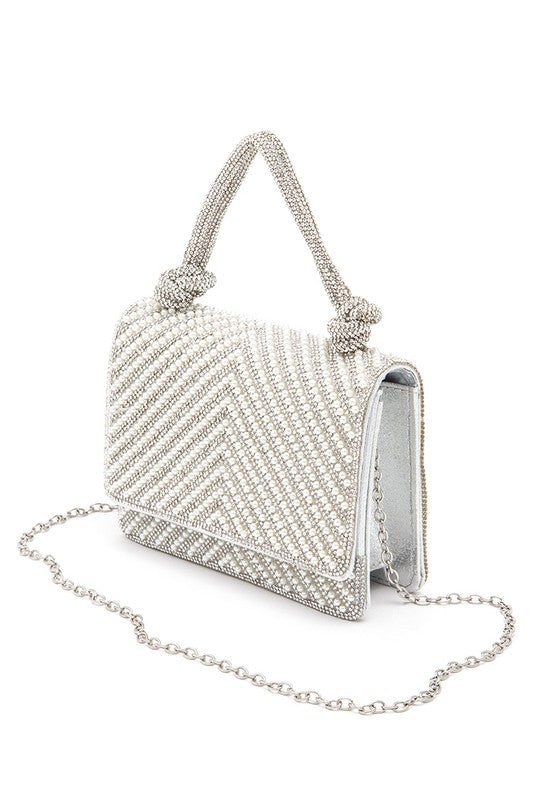 Pearl Studs Rhinestone Handle Clutch Bag - Leo’s Look Your Best 