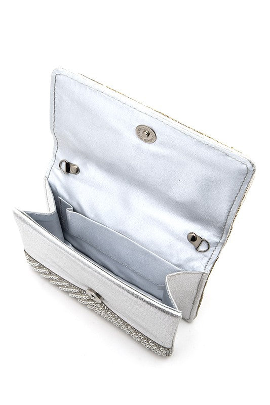 Pearl Studs Rhinestone Handle Clutch Bag - Leo’s Look Your Best 