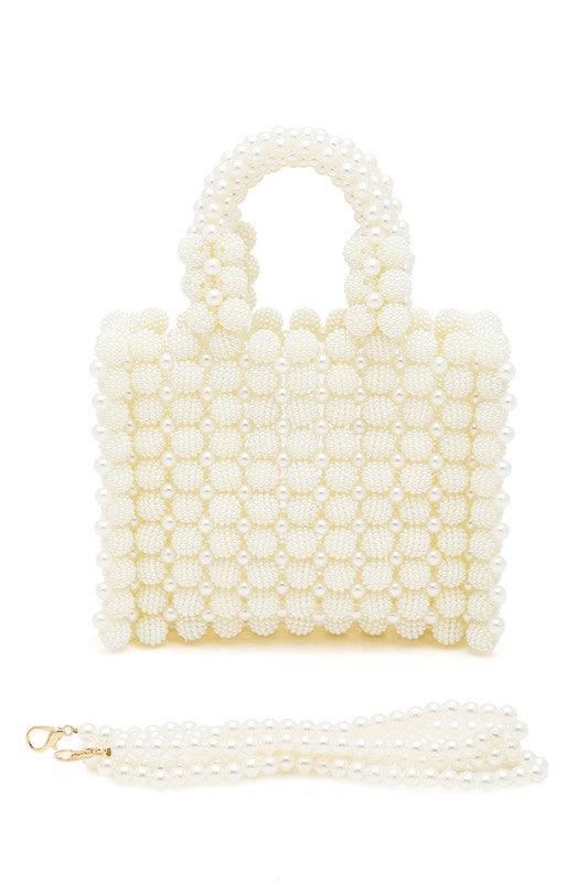 Braided Pearl Structure Top Handle Clutch Bag - Leo’s Look Your Best