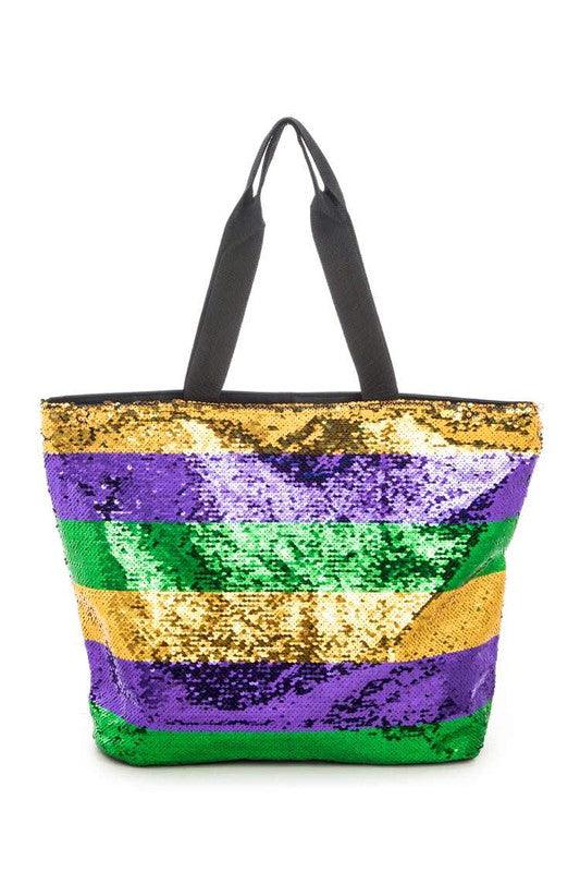 Mardi Gras Sequins Tote - Leo’s Look Your Best