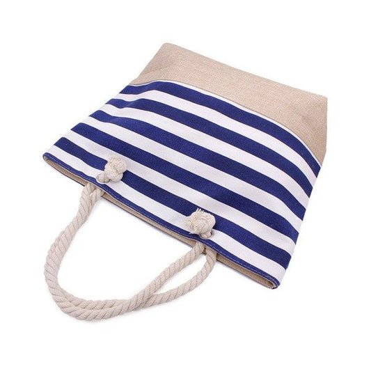 NAUTICAL STRIPED BEACH TOTE BAG - Leo’s Look Your Best