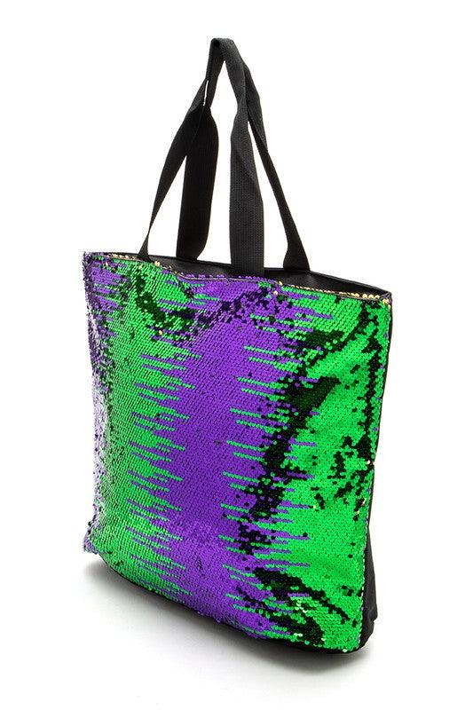Mardi Gras Sequins Tote - Leo’s Look Your Best