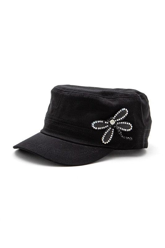 3D Dragonfly Beaded Statement Cadet Hat - Leo’s Look Your Best