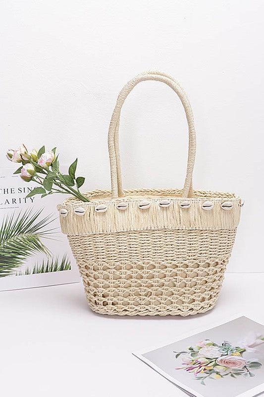 Sea Shell Iconic Faux Straw Tote Basket - Leo’s Look Your Best