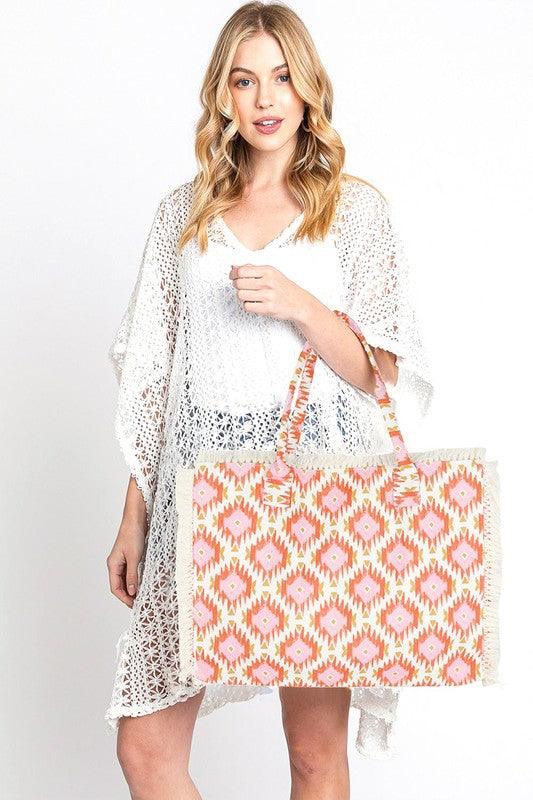 Boho Aztec Jacquard Fashion Tote - Leo’s Look Your Best