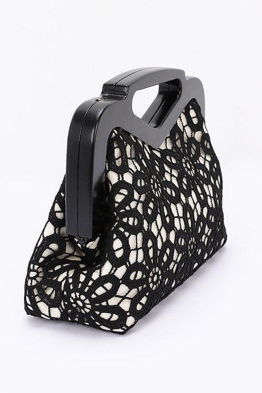 Wooden Frame Crochet Flower Top Handle Clutch - Leo’s Look Your Best