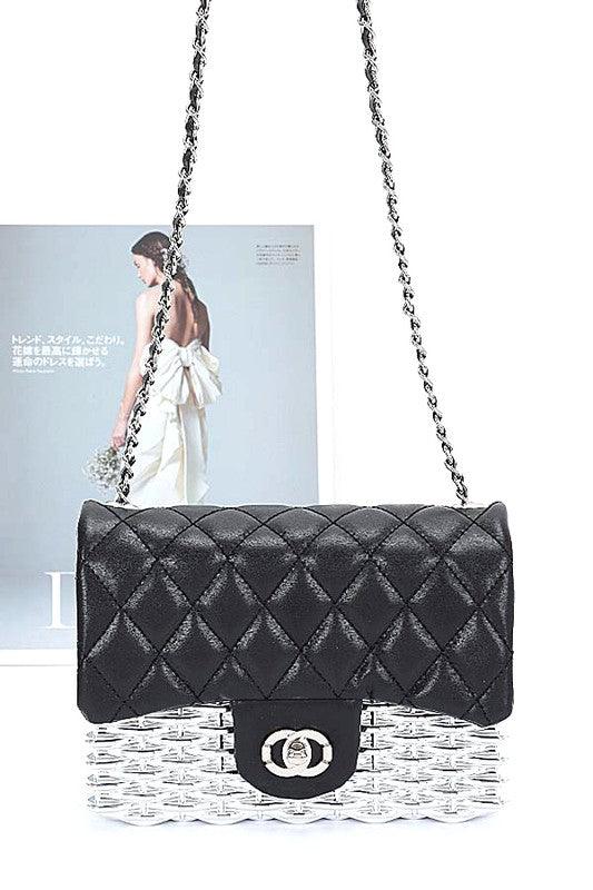 Quilted Flap Acrylic Shoulder Bag - Leo’s Look Your Best