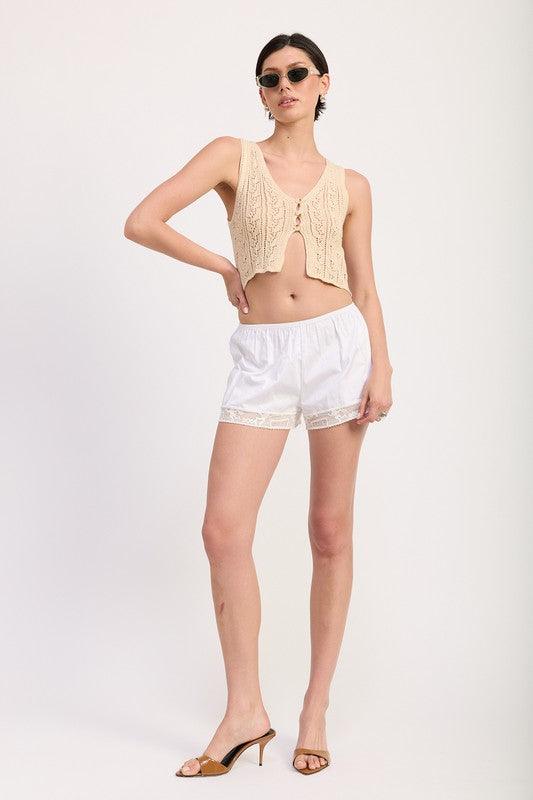 Crochet Button Front Vest Top - Leo’s Look Your Best