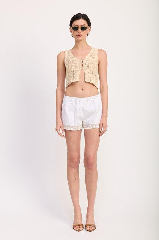 Crochet Button Front Vest Top - Leo’s Look Your Best