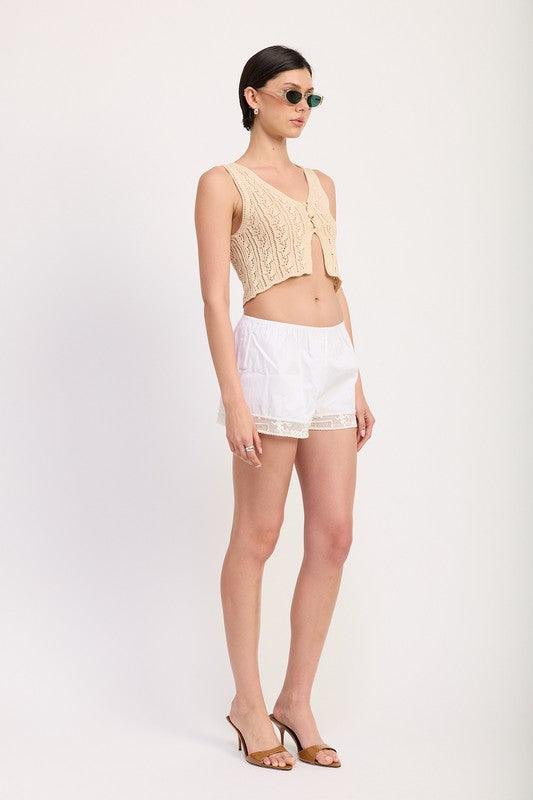 Crochet Button Front Vest Top - Leo’s Look Your Best