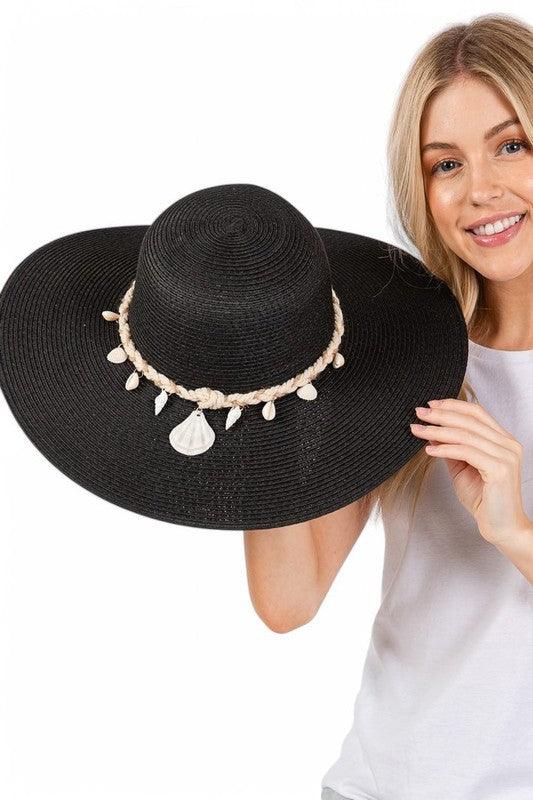 Sea Shell Rope Band Floppy Sun Hat - Leo’s Look Your Best 