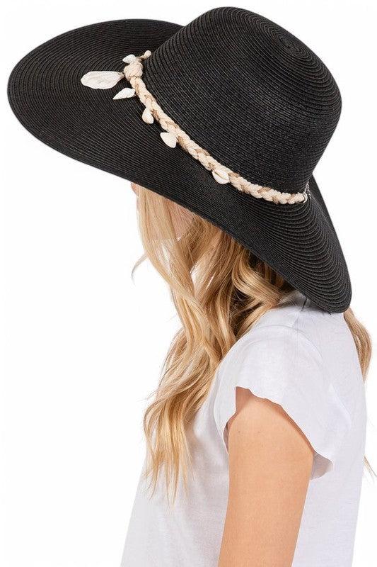Sea Shell Rope Band Floppy Sun Hat - Leo’s Look Your Best 