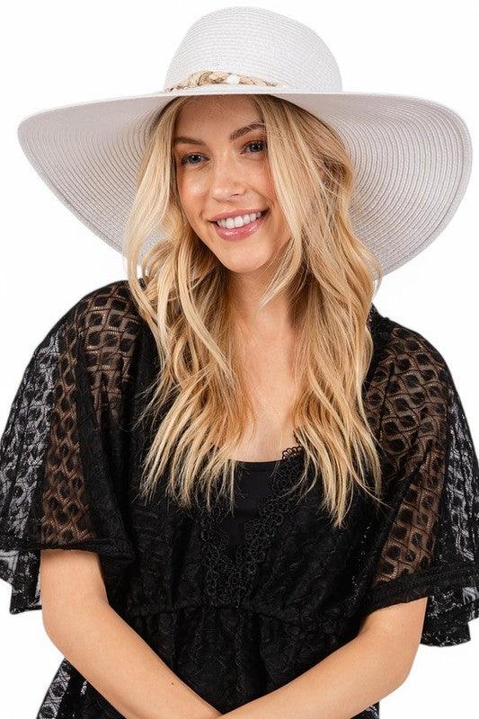 Sea Shell Rope Band Floppy Sun Hat - Leo’s Look Your Best