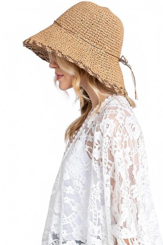Crochet Straw Bucket Summer Hat - Leo’s Look Your Best 