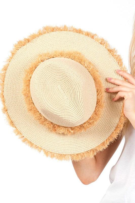 Frayed Band 2 Tone Straw Sun Hat - Leo’s Look Your Best 