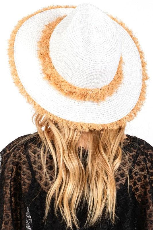 Frayed Band 2 Tone Straw Sun Hat - Leo’s Look Your Best 