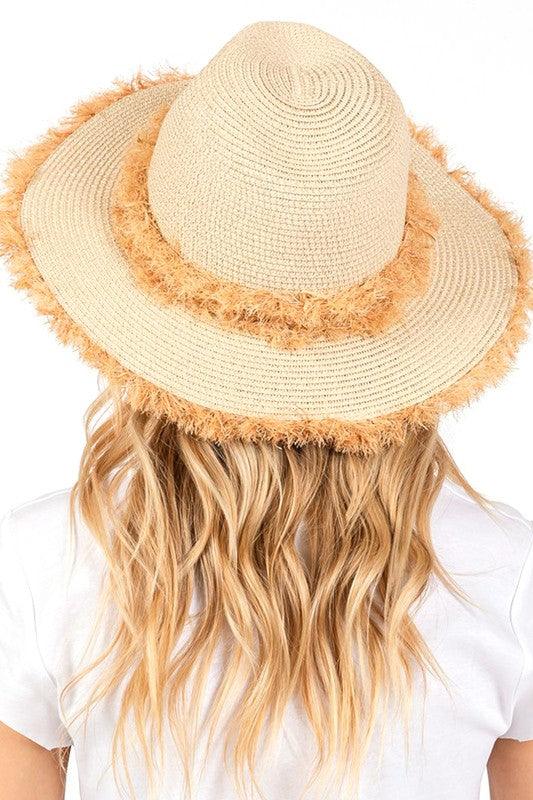 Frayed Band 2 Tone Straw Sun Hat - Leo’s Look Your Best 