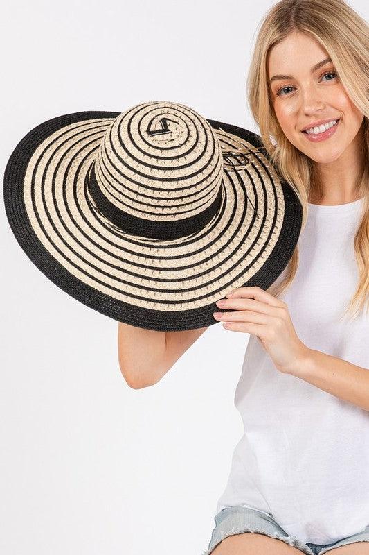 Two Tone Wide Brim Floppy Sun Hat - Leo’s Look Your Best