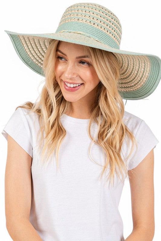 Two Tone Wide Brim Floppy Sun Hat - Leo’s Look Your Best