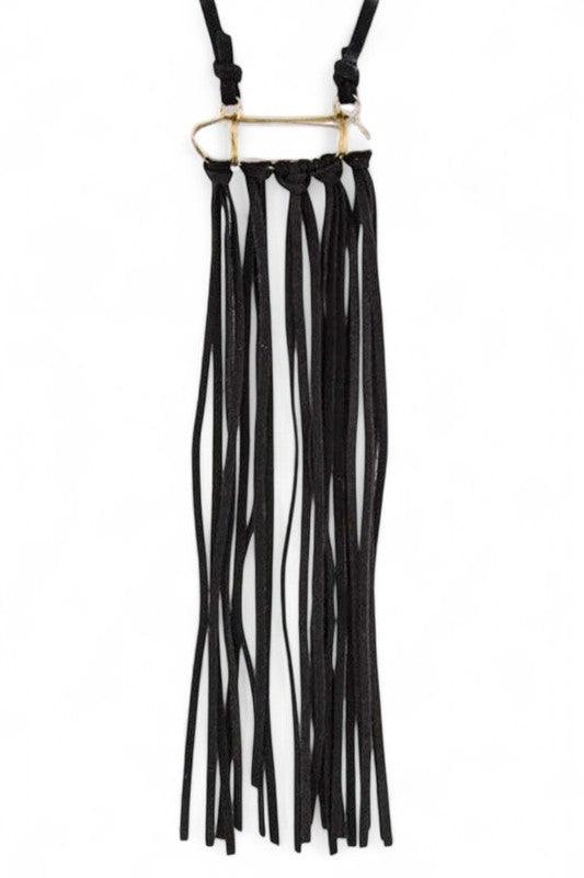 Quartz & Fringe Leather Necklace- - Leo’s Look Your Best