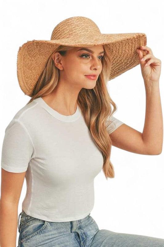 Wide Brim Frayed Edge Sun Hat - Leo’s Look Your Best