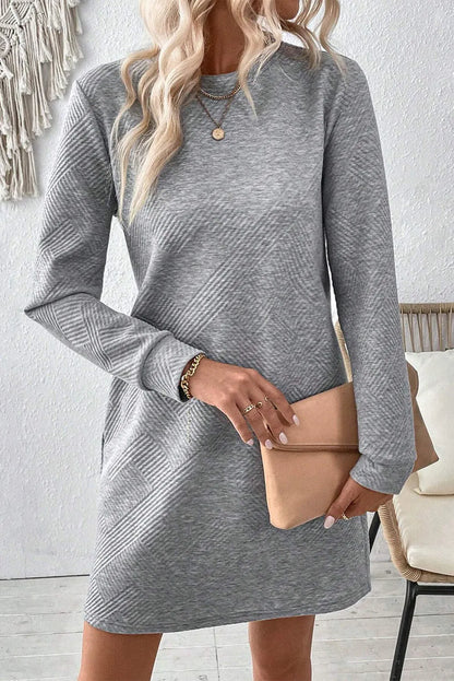 Round Neck Long Sleeve Mini Dress