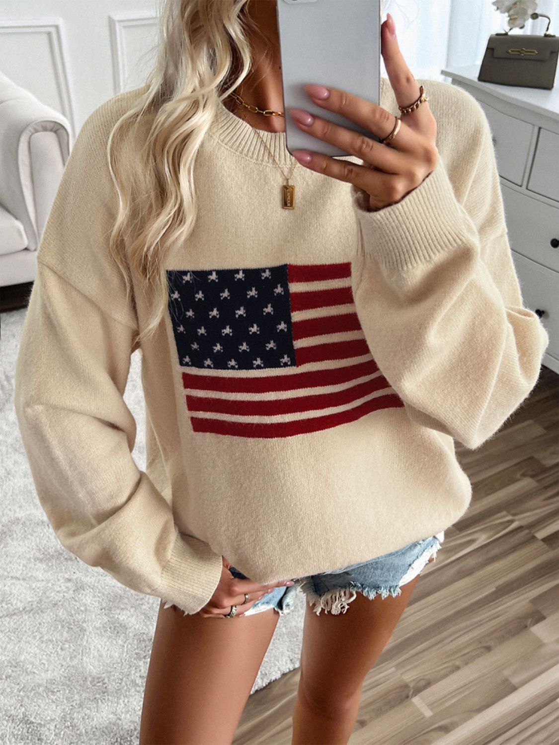 Round Neck Long Sleeve Knit Top