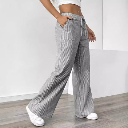 New Striped Trousers Casual Versatile Loose Wide Leg