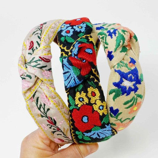 French Floral Embroidered Headband - Leo’s Look Your Best