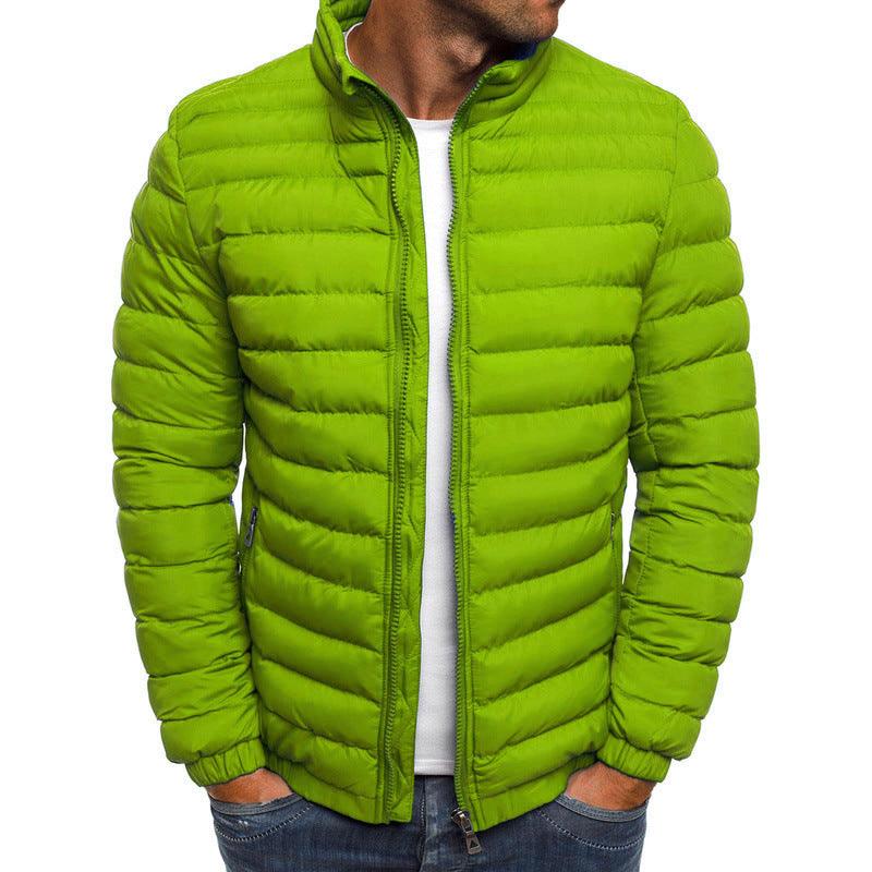 Men Jacket Zipper Solid Color Long Sleeves Pockets Coldproof Autumn Thicken Cotton Padded Overcoat For Outdoor - Leo’s Look Your Best 