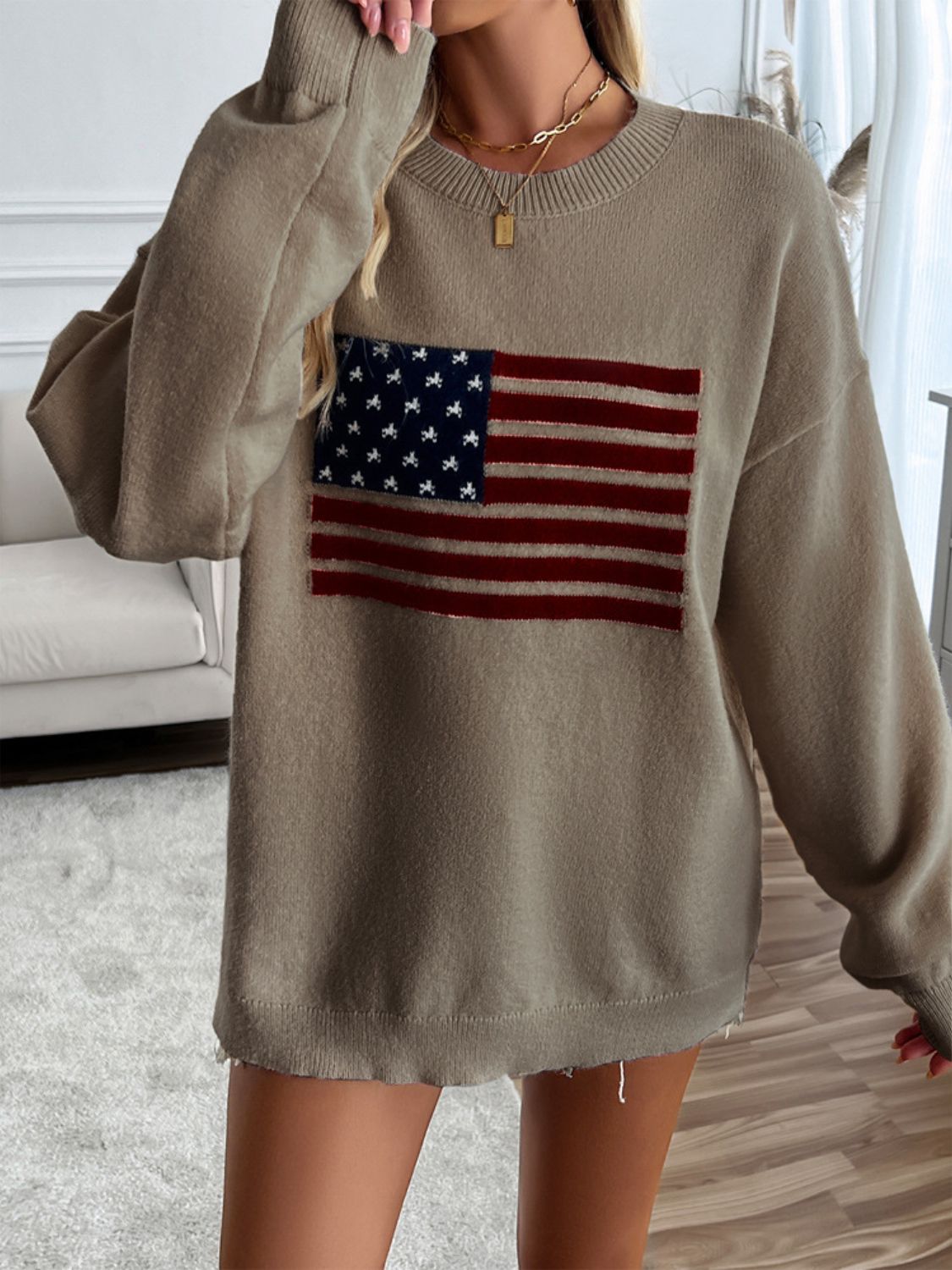 Round Neck Long Sleeve Knit Top