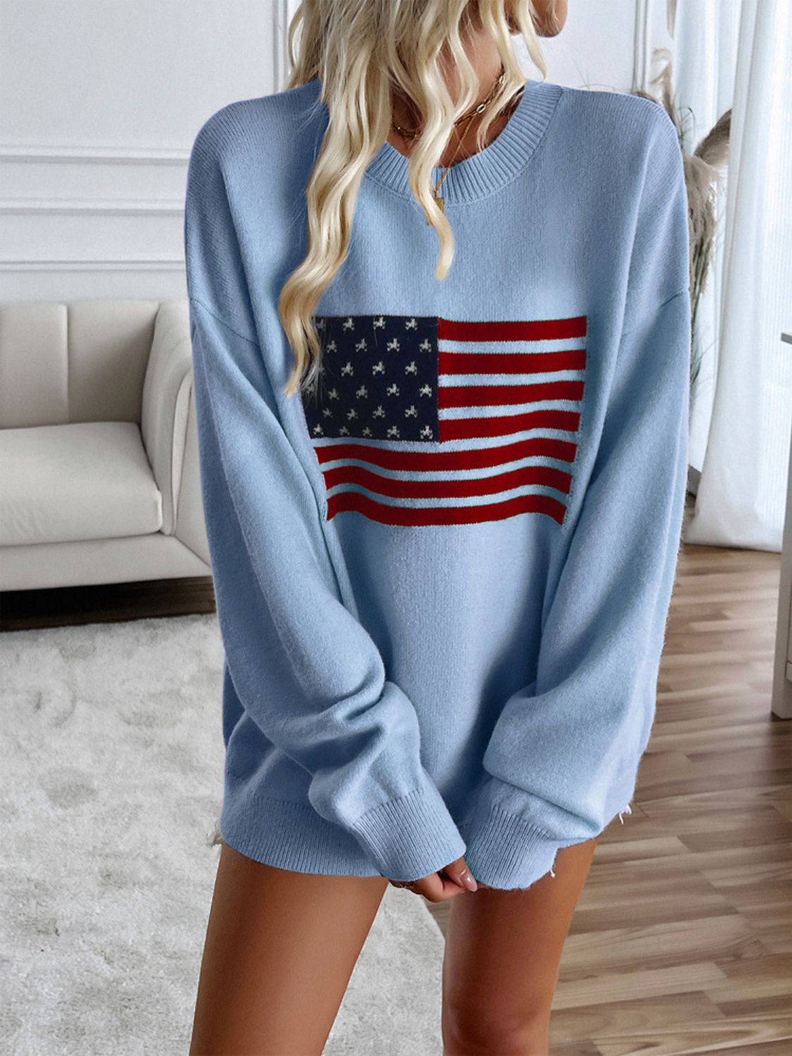 Round Neck Long Sleeve Knit Top