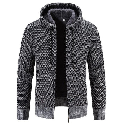 Winter Coat Zipper Closure Solid Color Long Sleeves Drawstring With Hat Keep Warm Casual Thicken Plush Sweater Coat For Daily - Leo’s Look Your Best 