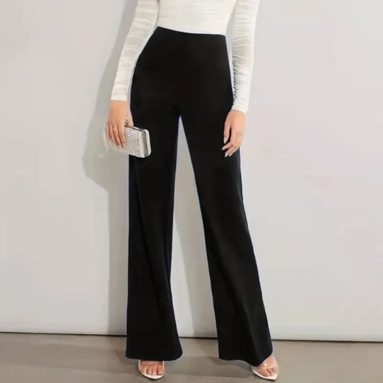 High Waist Casual Solid Color Straight-leg Trousers Four Seasons Stretch