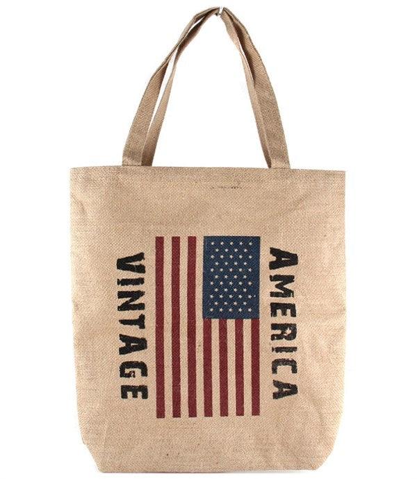 VINTAGE AMERICAN FLAG STRAW TOTE BAG - Leo’s Look Your Best