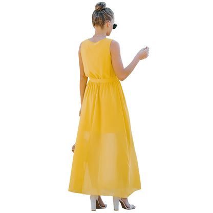 European And American V Neck Dress Women's Long Skirt - Leo’s Look Your Best 