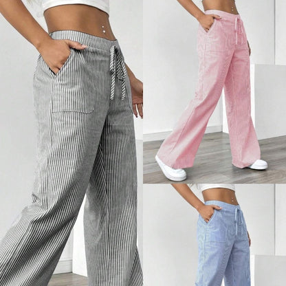 New Striped Trousers Casual Versatile Loose Wide Leg