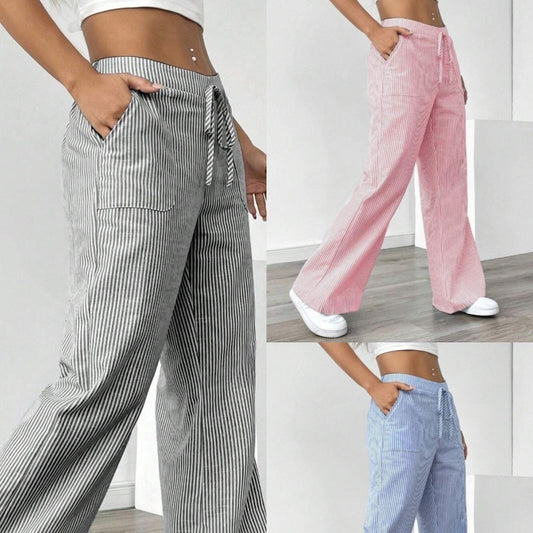 New Striped Trousers Casual Versatile Loose Wide Leg