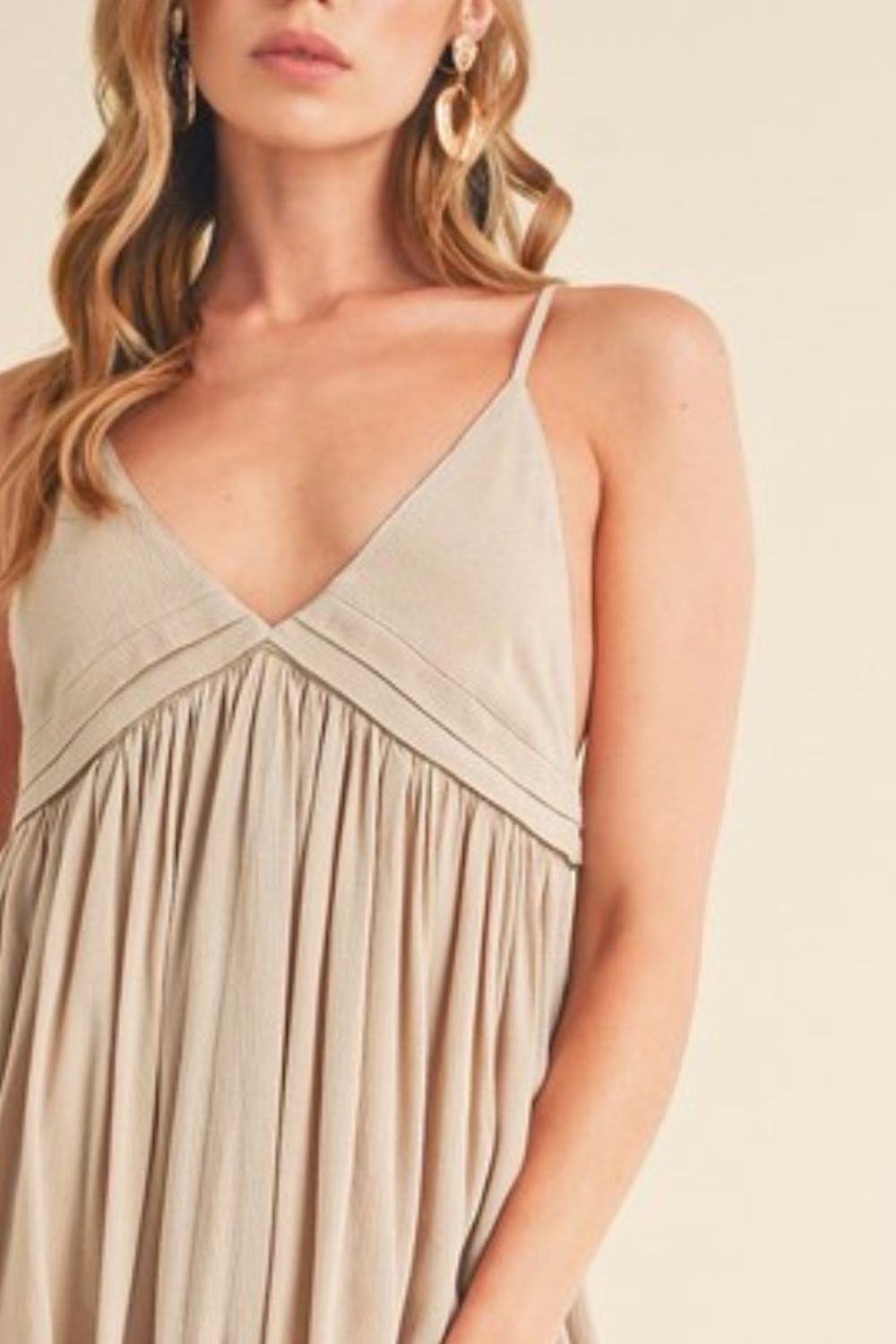 Aemi + Co Ruched Plunge Mini Cami Dress - Leo’s Look Your Best 