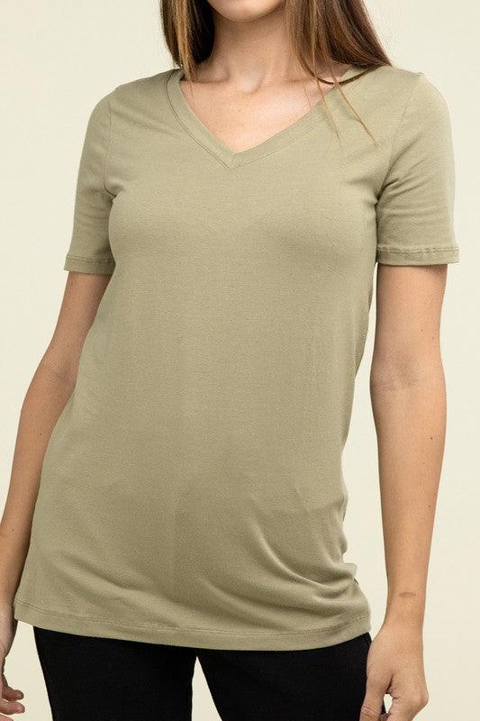 Cotton V-Neck Short Sleeve T-Shirts - Leo’s Look Your Best